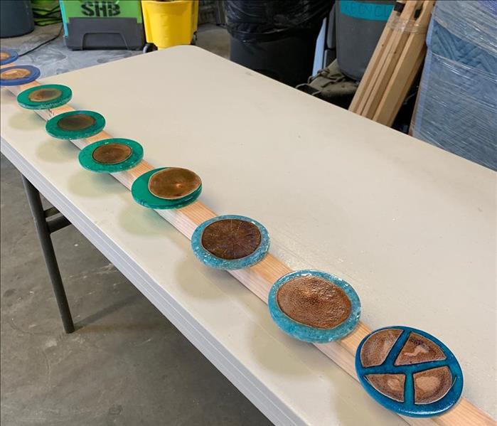 resin drying on table